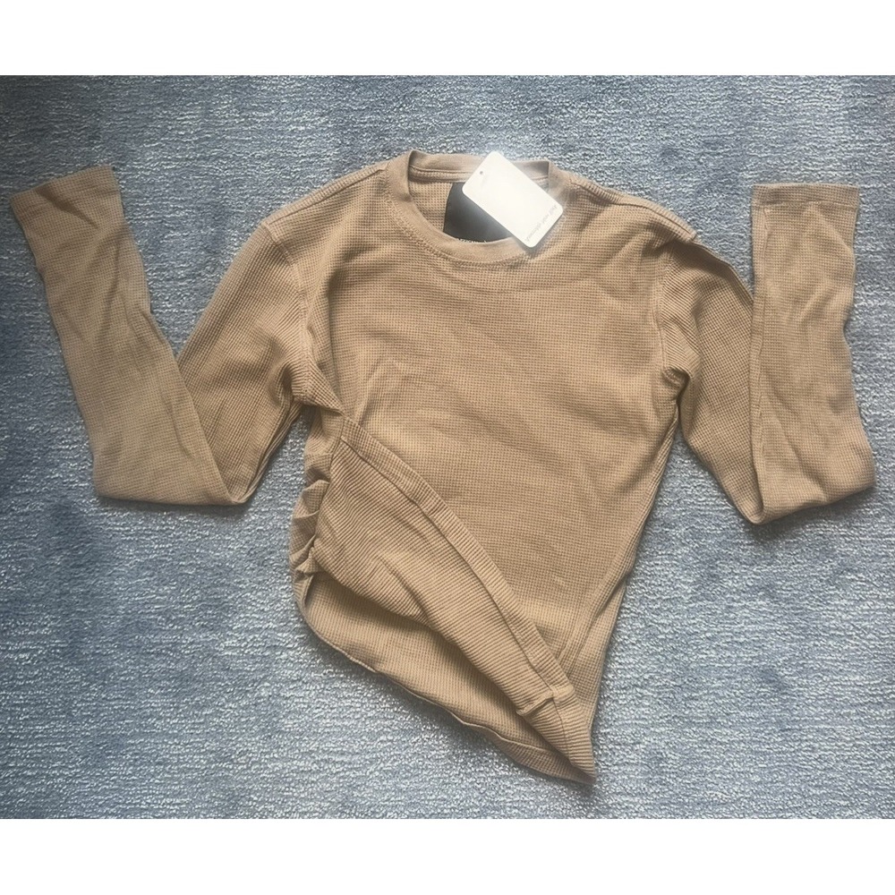 Assembly New York Sand Thermal Knit Twisted Long Sleeve Tee - Size Small